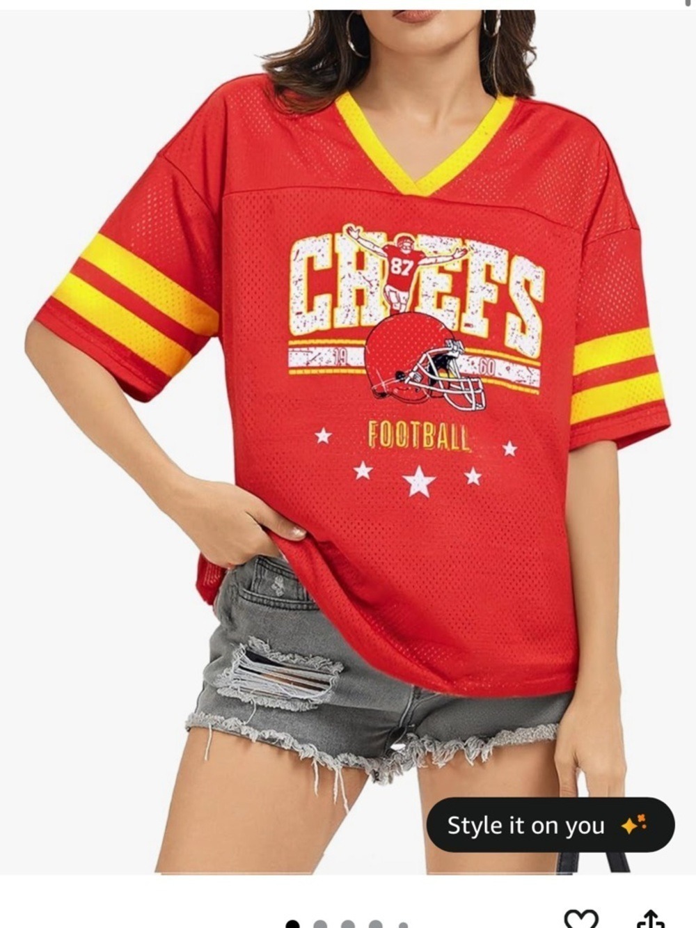 Kansas City Chiefs Game Day Mesh Jersey Shirt Red XL Oversized